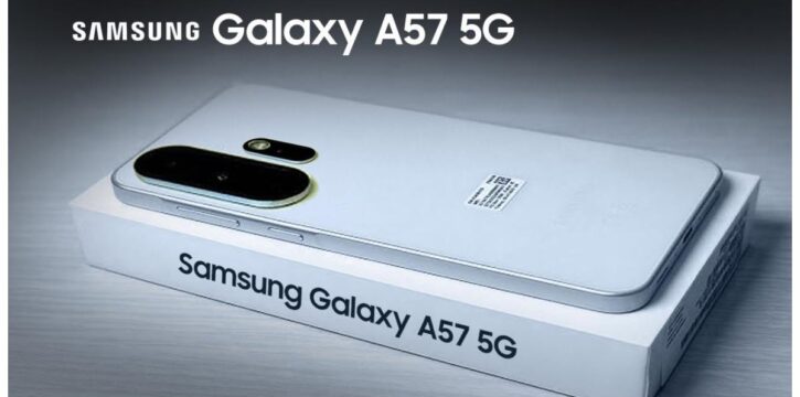 Samsung Galaxy A57 official renders showing triple-camera setup and large display