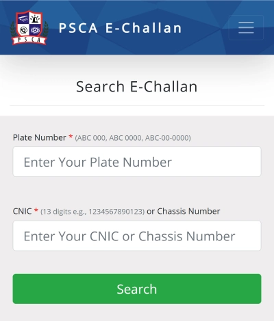 E challan check form