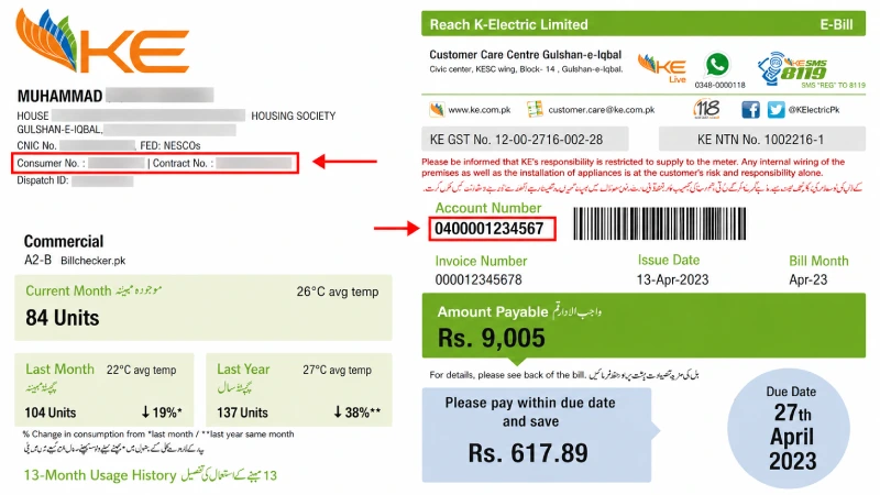 KE Consumer number and account number